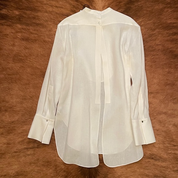 Theory linen tuxedo bib shirt with open back NWT - Picture 2 of 4